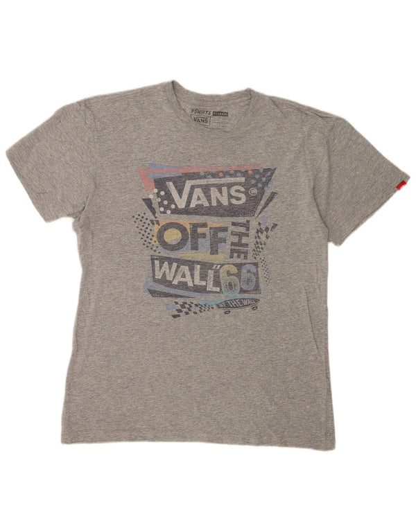 Vans Camiseta masculina gráfica Top cinza médio algodão manchado