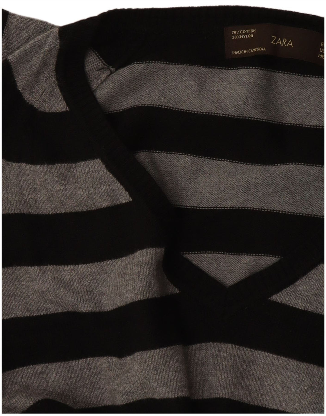 Suéter feminino Zara com decote em V Reino Unido 14 grande preto