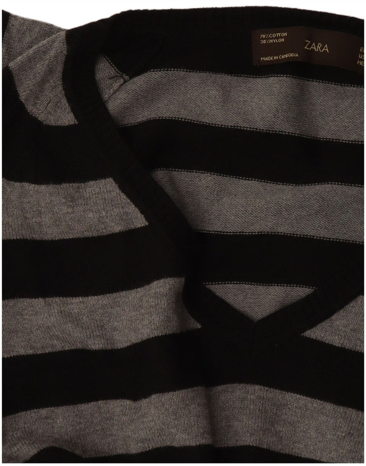 Suéter feminino Zara com decote em V Reino Unido 14 grande preto
