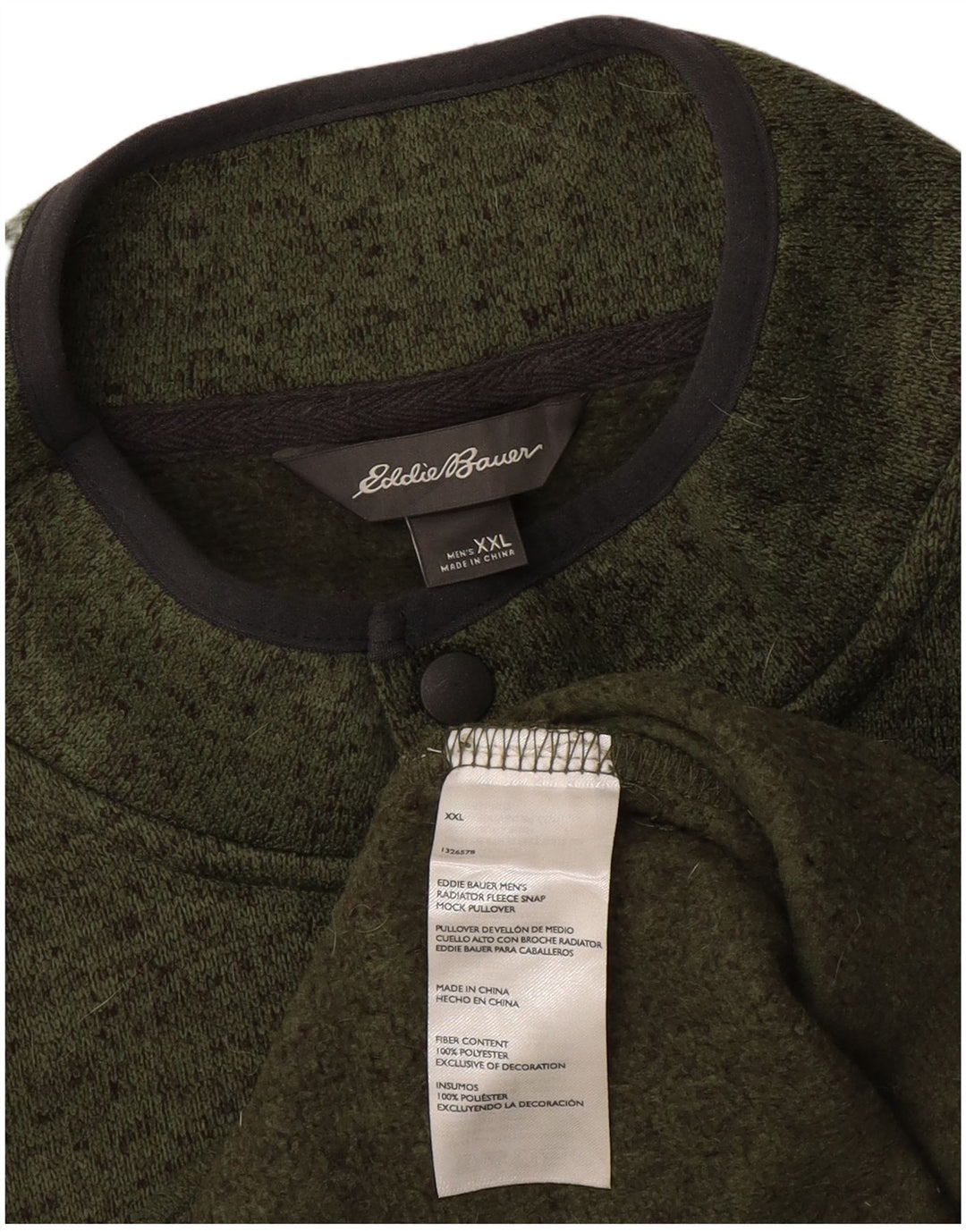 Eddie Bauer moletom masculino com gola e botão 2XL poliéster manchado verde