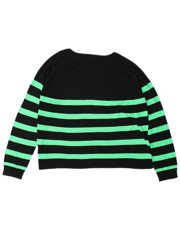 Suéter feminino Zara com gola canoa e viscose listrada preta média Reino Unido 14