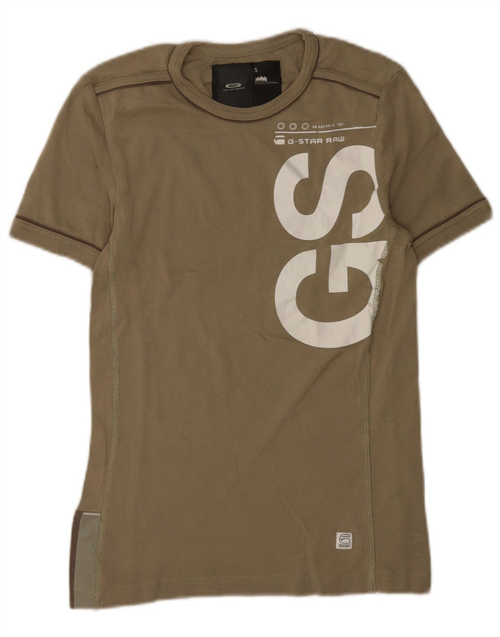 Camiseta gráfica masculina G-Star Top pequeno algodão cáqui