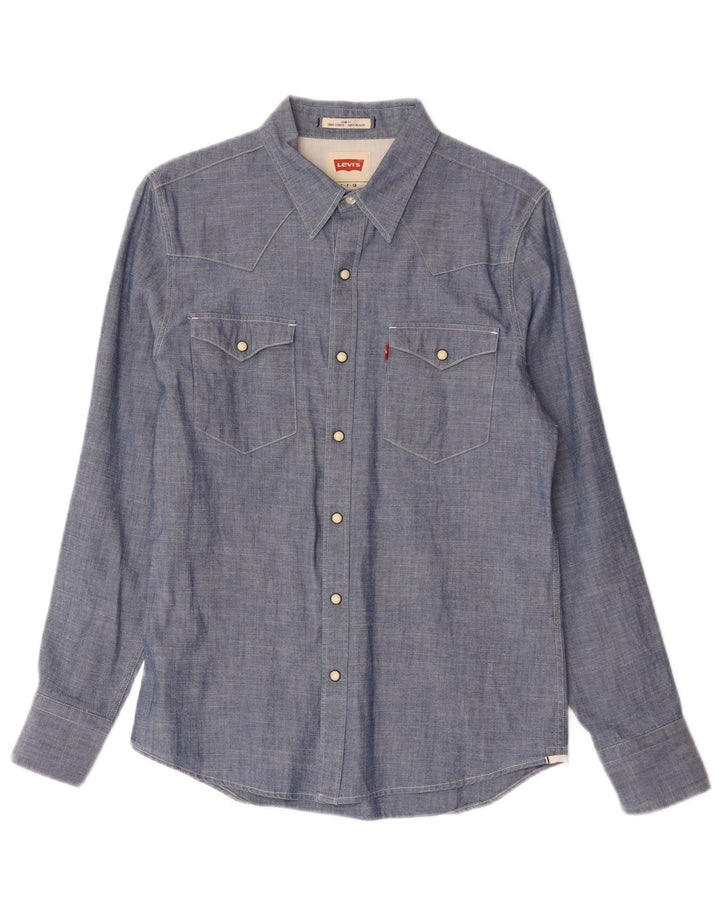 Camisa Levi's Masculina Slim Fit Pequena Azul Algodão