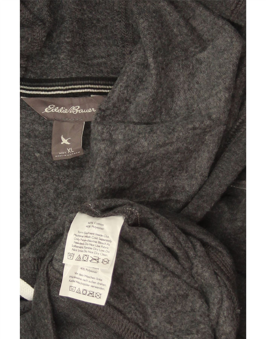 EDDIE BAUER Suéter masculino com capuz XL algodão cinza