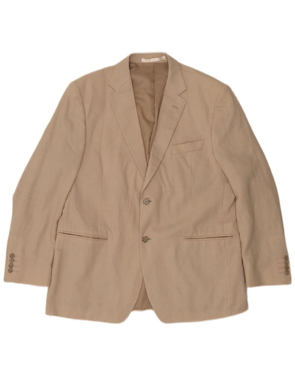 Jaqueta blazer masculina de 2 botões Marks & Spencer Reino Unido 44 XL linho bege