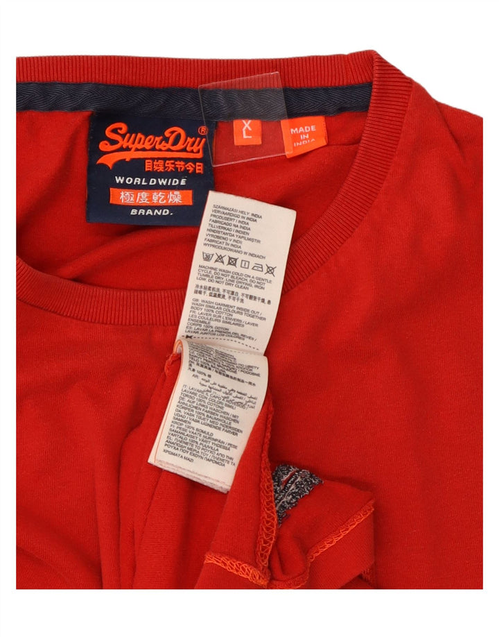 SUPERDRY Mens T-Shirt Top XL Red Cotton