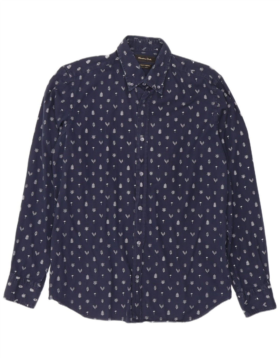 Camisa masculina Massimo Dutti média azul marinho floral