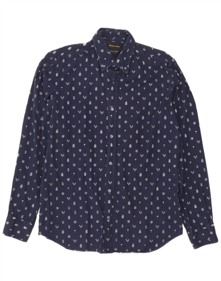 Camisa masculina Massimo Dutti média azul marinho floral