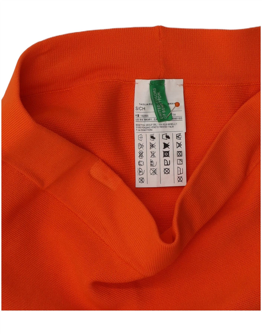 Saia feminina BENETTON evasê pequena W26 viscose laranja