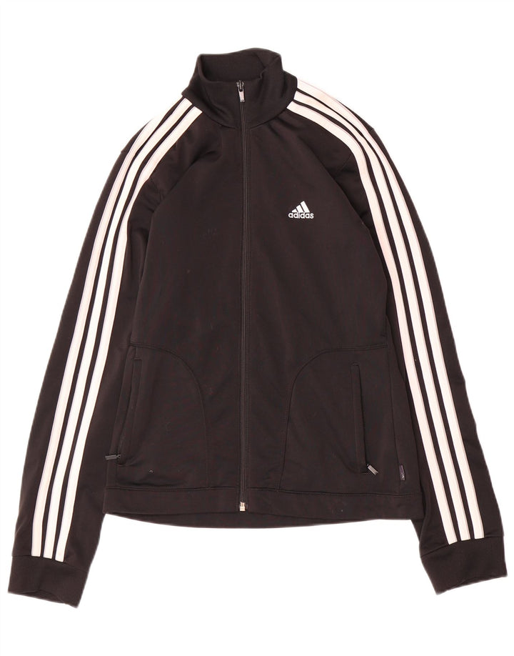Adidas Womens Tracksuit Top Jacket UK 10 Pequeno Poliéster Preto