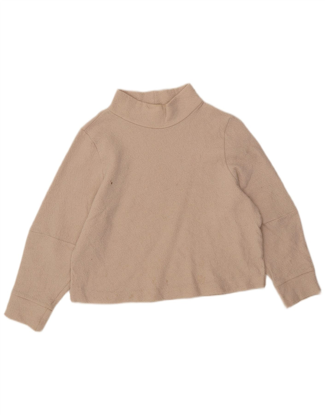 Suéter feminino Cos manga 3/4 com gola tartaruga Reino Unido 14 lã bege médio