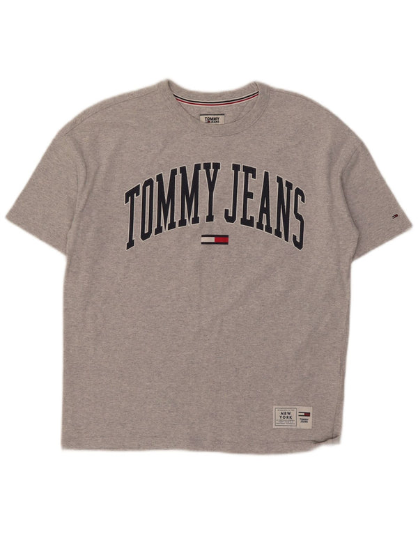 Camiseta feminina Tommy Hilfiger com estampa oversized UK 6 XS algodão cinza