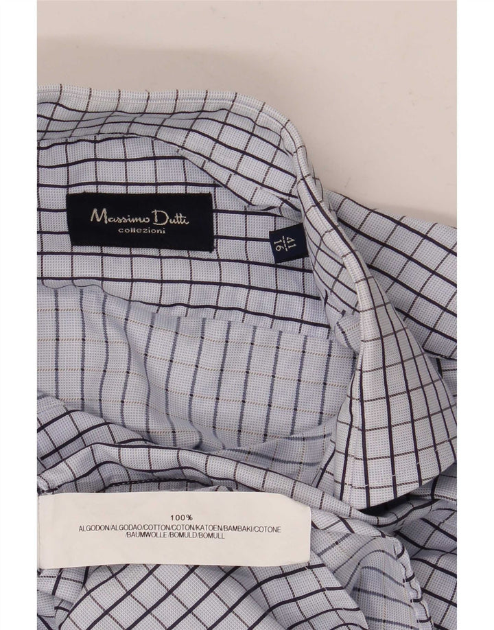 Camisa formal masculina Massimo Dutti tamanho 41 16 grande algodão xadrez azul