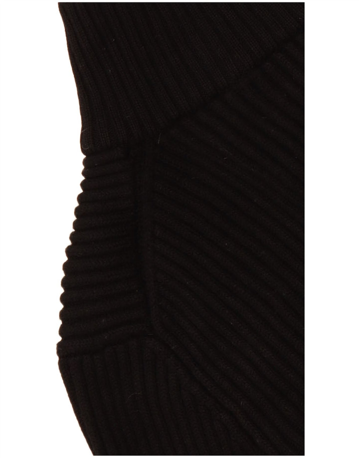 Suéter feminino Hugo Boss com zíper e gola em lã virgem preta grande Reino Unido 14