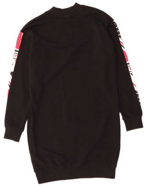 Vestido feminino Puma Oversized Graphic Jumper UK 6 XS preto colorblock algodão
