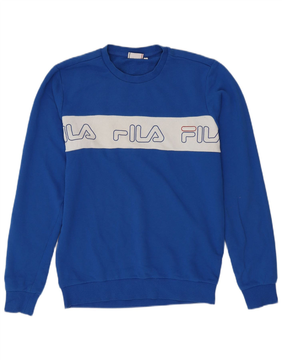 FILA moletom gráfico masculino jumper médio azul colorblock algodão