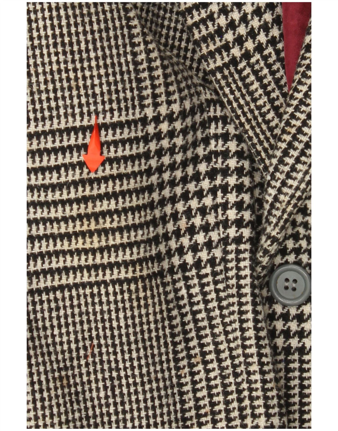 Jaqueta blazer masculina VINTAGE com 2 botões IT 52 XL preta Houndstooth lã