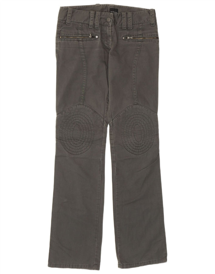 CALVIN KLEIN Calça feminina casual reta W27 L34 algodão cinza