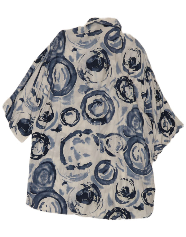 Camisa masculina vintage de manga curta XL azul viscose geométrica