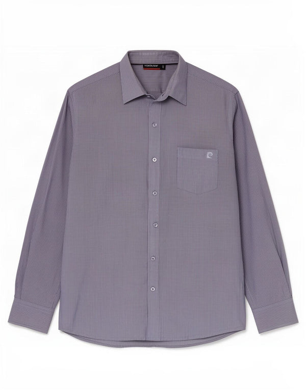 Camisa masculina Pierre Cardin grande poliéster listrado azul