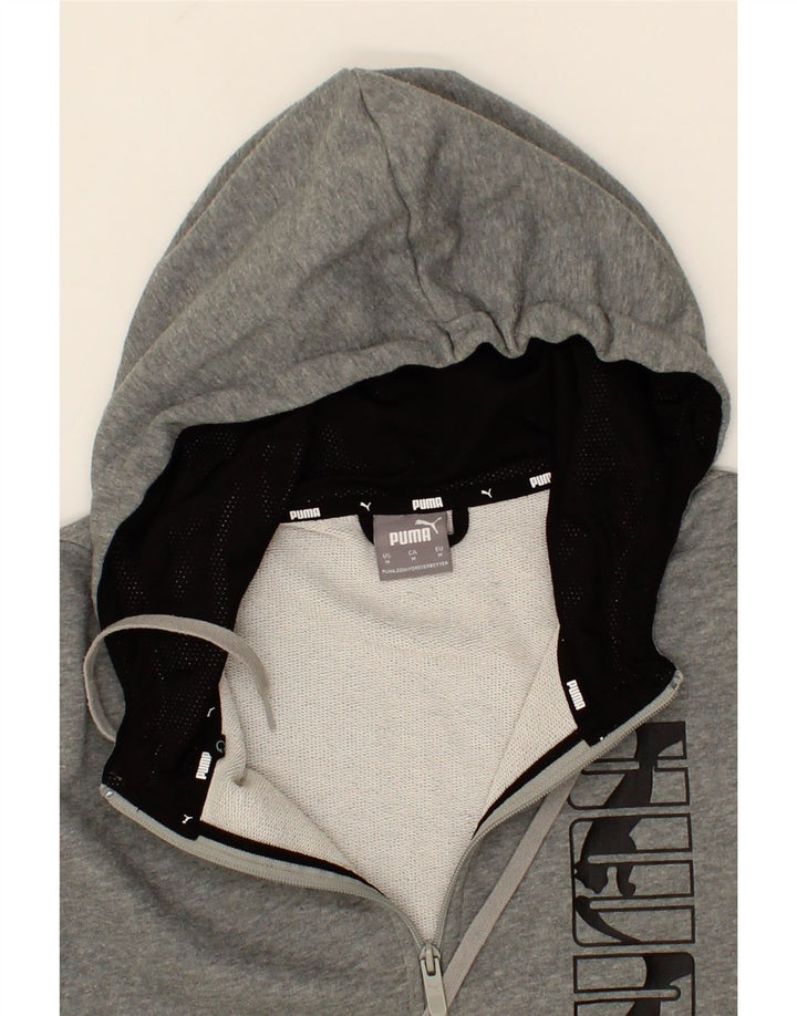 PUMA Mens Graphic Zip Hoodie Sweater Medium Grey Cotton Vintage Puma and Second-Hand Puma from Messina Hembry 