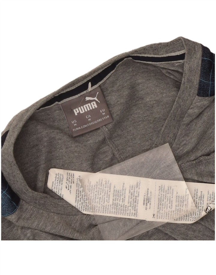 Camiseta masculina Puma Top cinza médio algodão colorblock