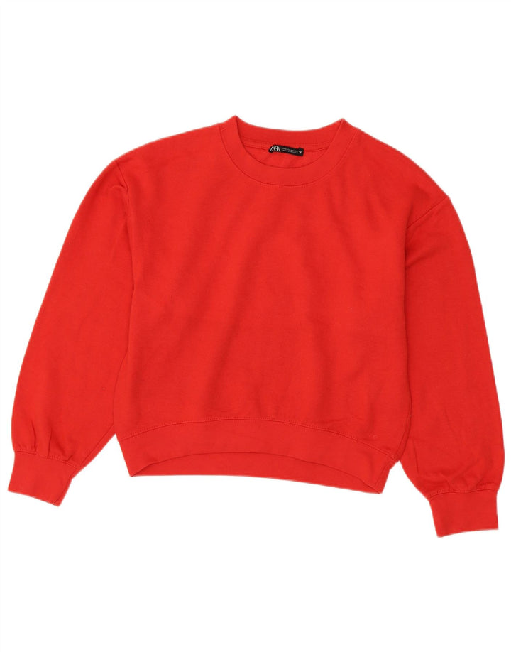 Zara Womens Crop Sweatshirt Jumper Reino Unido 14 Poliéster Vermelho Médio