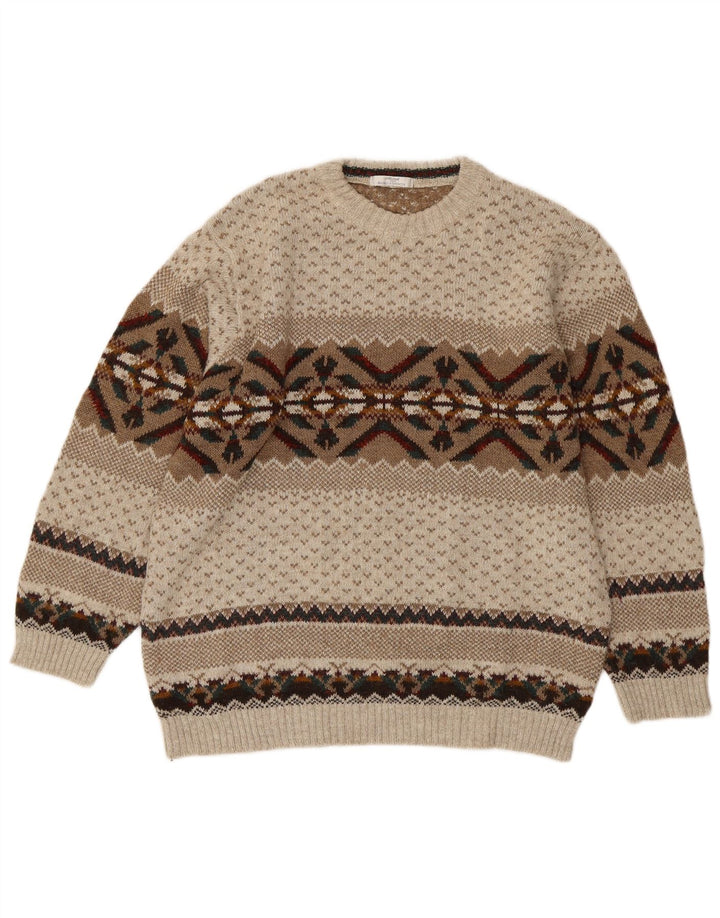Suéter masculino Marks & Spencer St. Michael com gola redonda grande bege