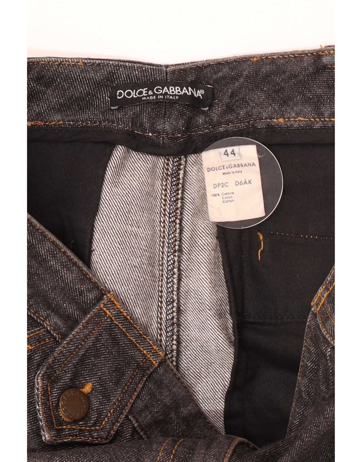 Dolce & Gabbana Calça jeans feminina larga IT 44 médio W32 L33 algodão cinza