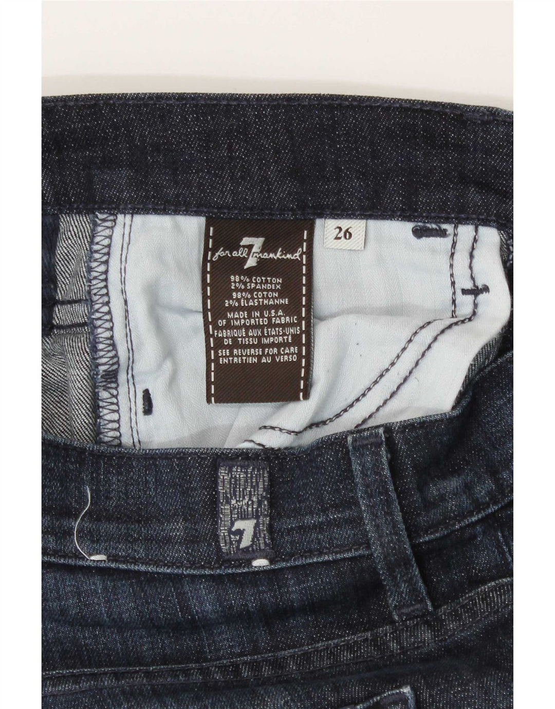 7 For All Mankind Jeans feminino de cintura média com corte médio W26 L30 Azul marinho