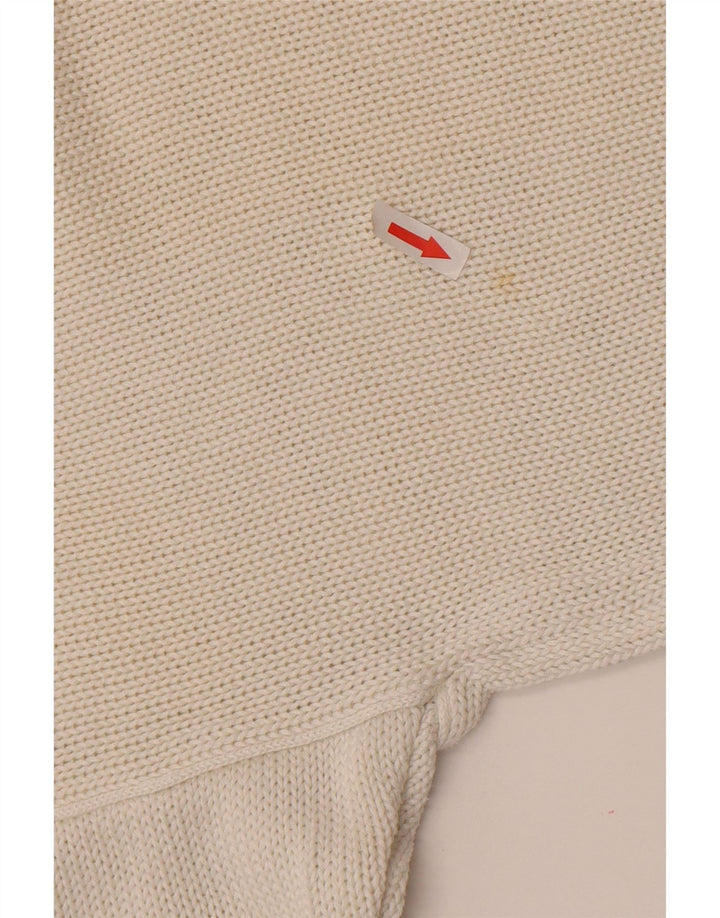 Suéter feminino vintage com decote em V gráfico Reino Unido 14 médio branco