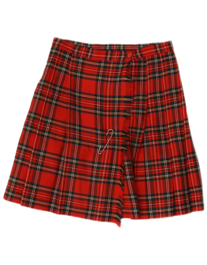 Saia feminina vintage W26 pequena xadrez vermelha