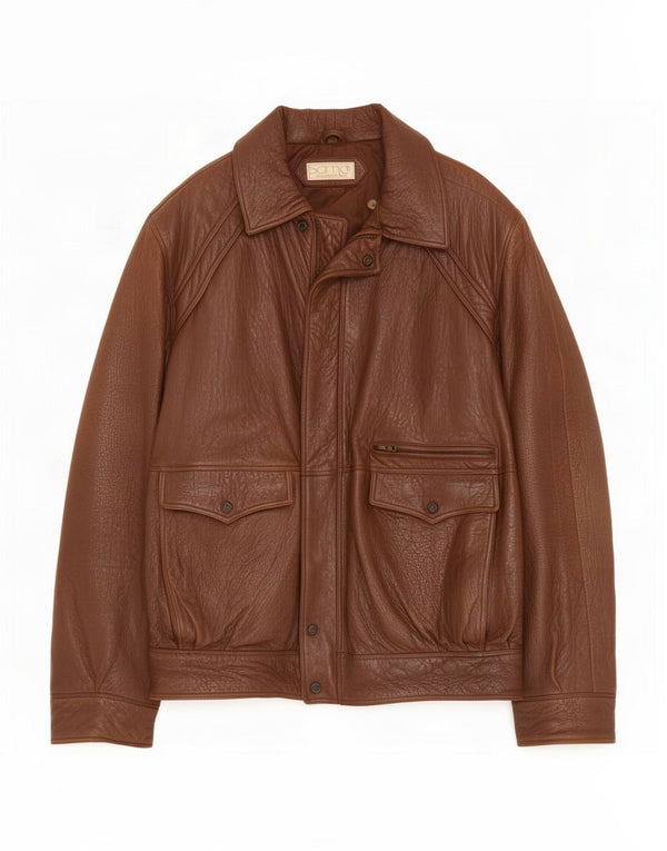 Jaqueta de couro masculina vintage UK 42 XL marrom