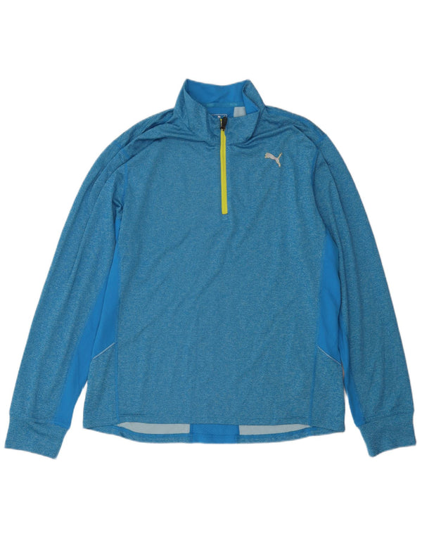 PUMA Mens Zip Neck Pulôver Treino Top XL Azul Poliéster