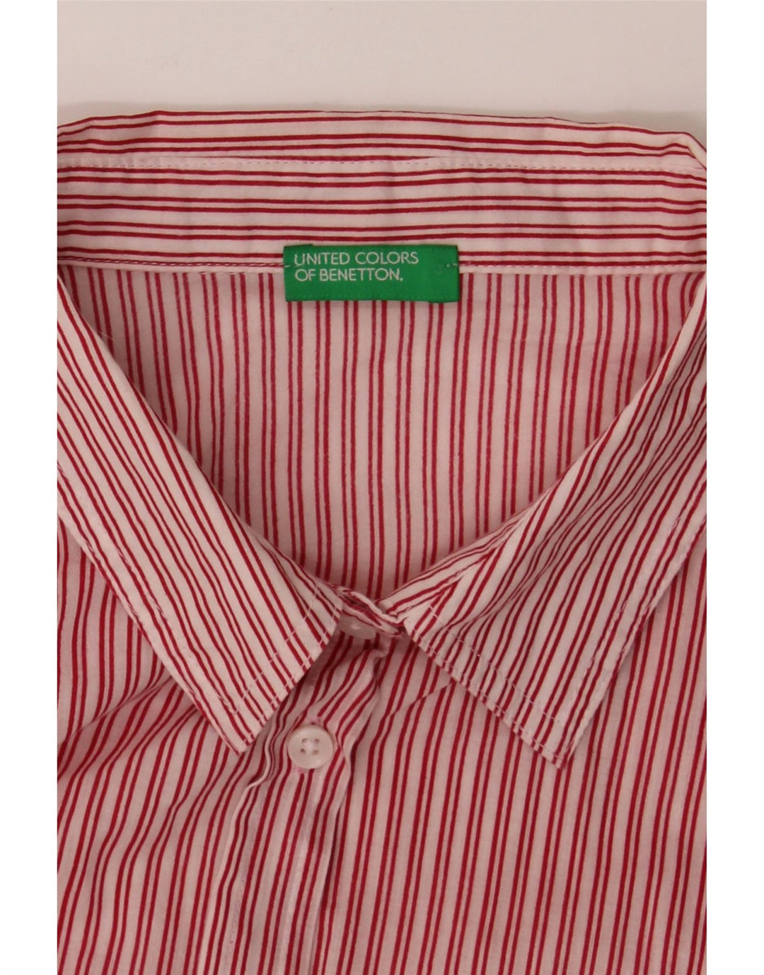 BENETTON Mens Shirt Medium Red Striped Vintage Benetton and Second-Hand Benetton from Messina Hembry 