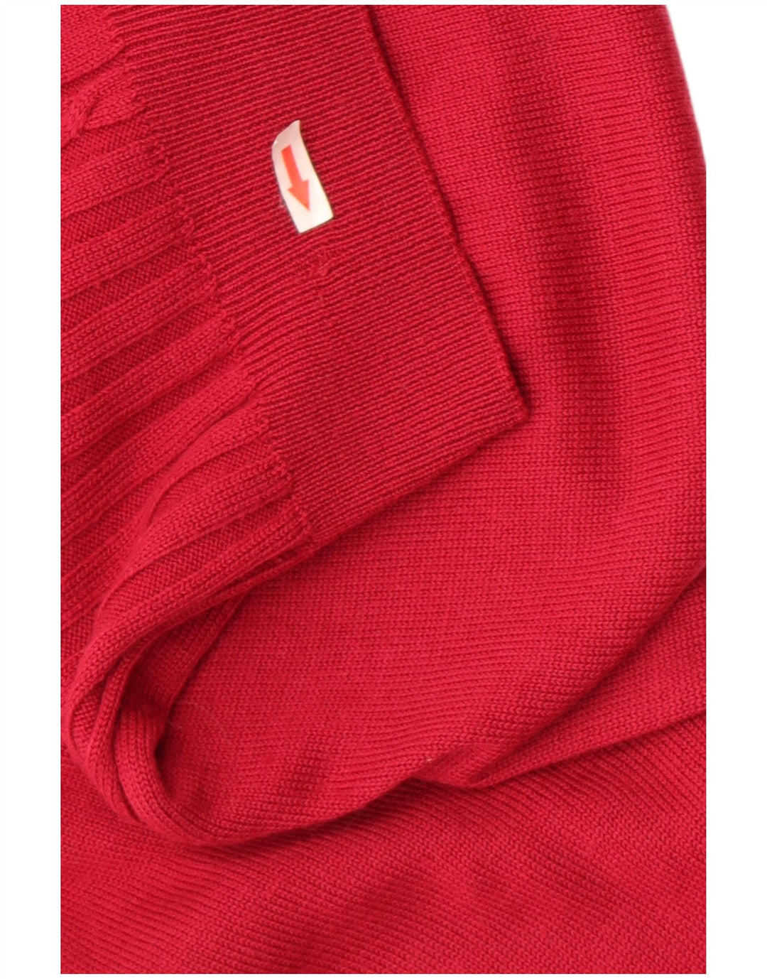 Suéter cardigã feminino vintage Reino Unido 14 lã virgem vermelha média