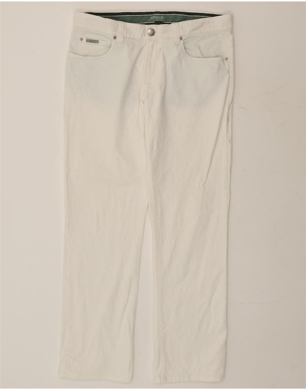 Calça jeans reta masculina Armani Collezioni W34 L31 algodão branco