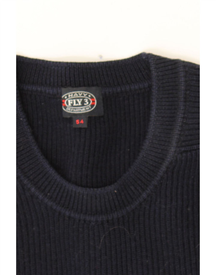 FLY Mens Crew Neck Jumper Sweater IT 54 XL Navy Blue Wool Vintage Fly and Second-Hand Fly from Messina Hembry 