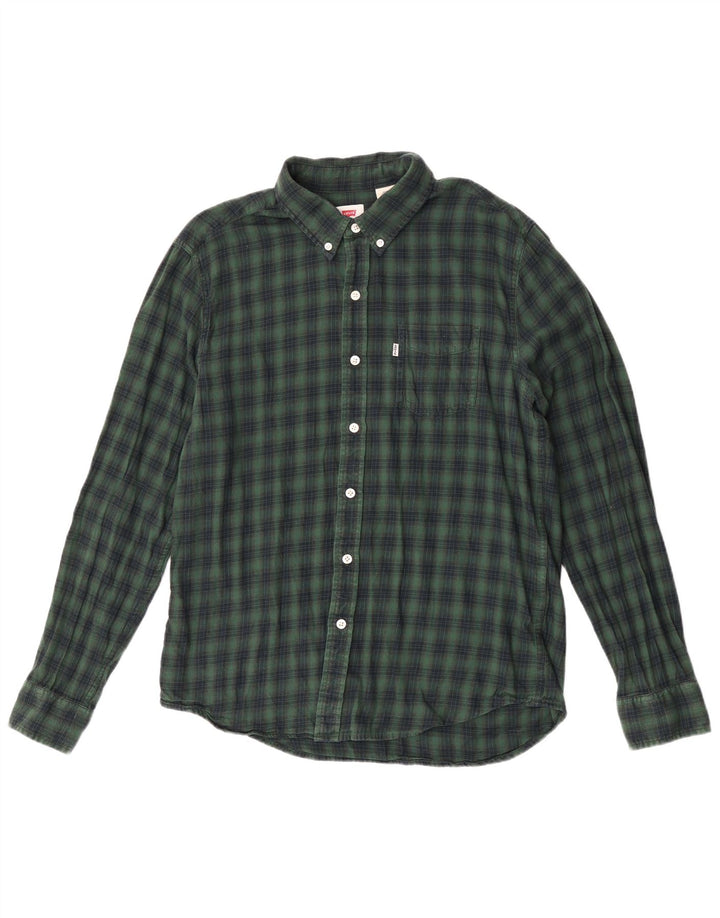 Camisa masculina de flanela Levi's grande algodão xadrez verde