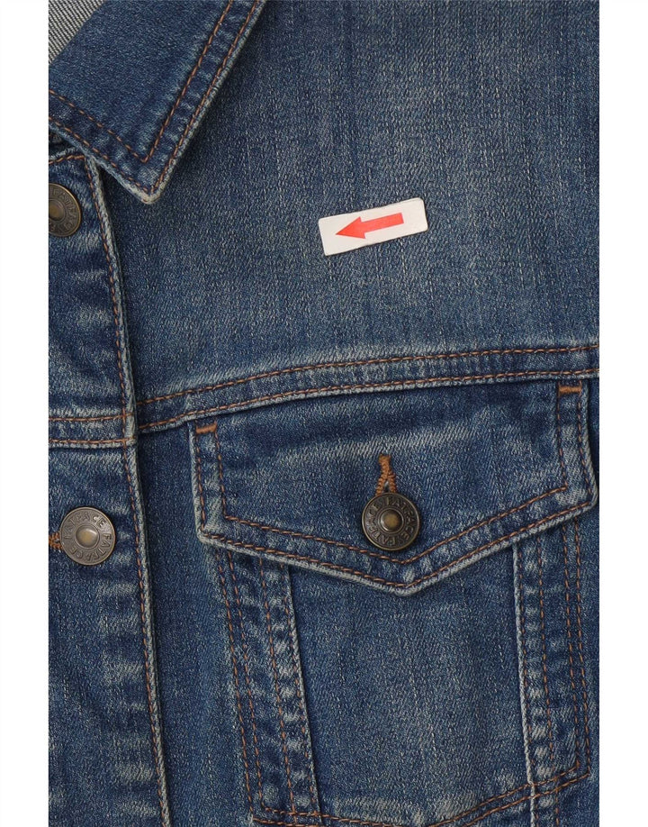 Jaqueta jeans feminina Fat Face Reino Unido 14 grande algodão azul