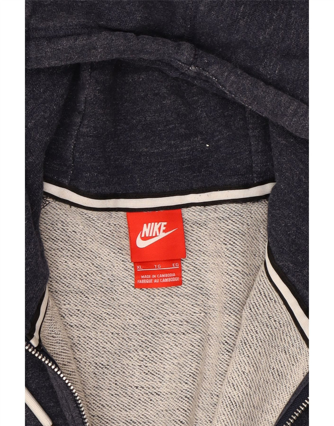 NIKE Mens Zip Hoodie Sweater XL Navy Blue Cotton Vintage Nike and Second-Hand Nike from Messina Hembry 