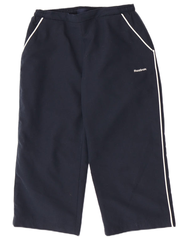 Reebok Womens Capri Calças de treino UK 10 Small Navy Blue Sports