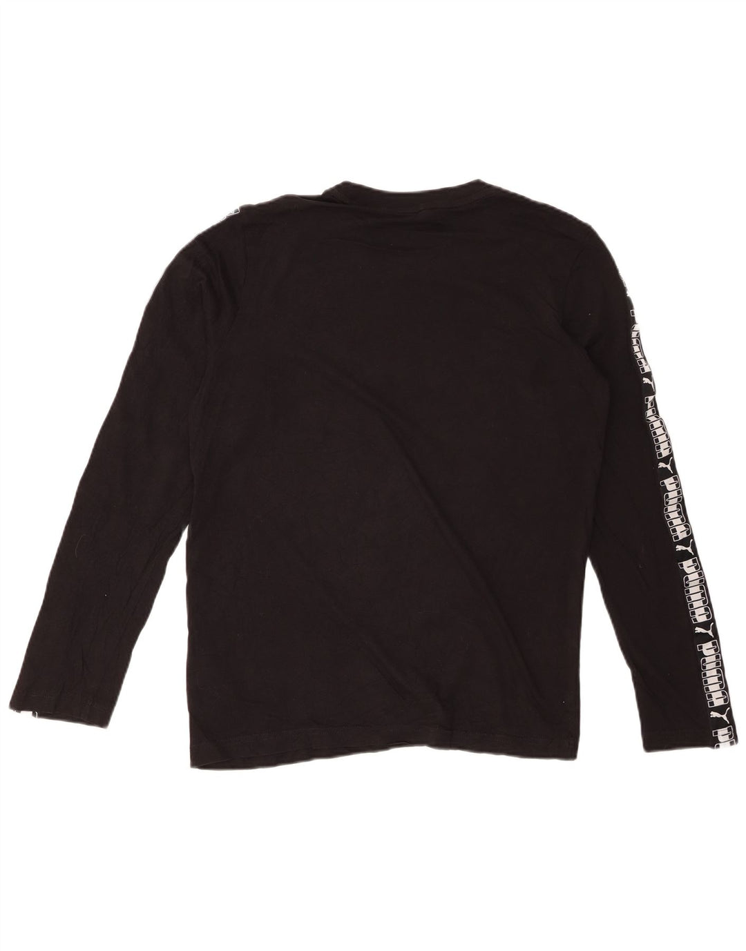 PUMA Mens Graphic Top Manga Longa Pequeno Algodão Preto