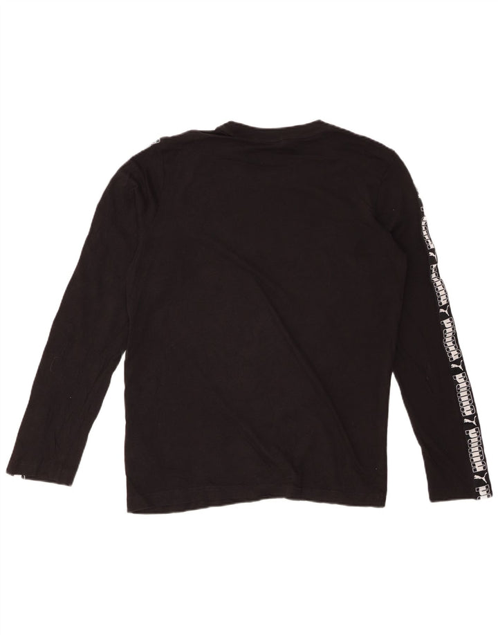 PUMA Mens Graphic Top Manga Longa Pequeno Algodão Preto