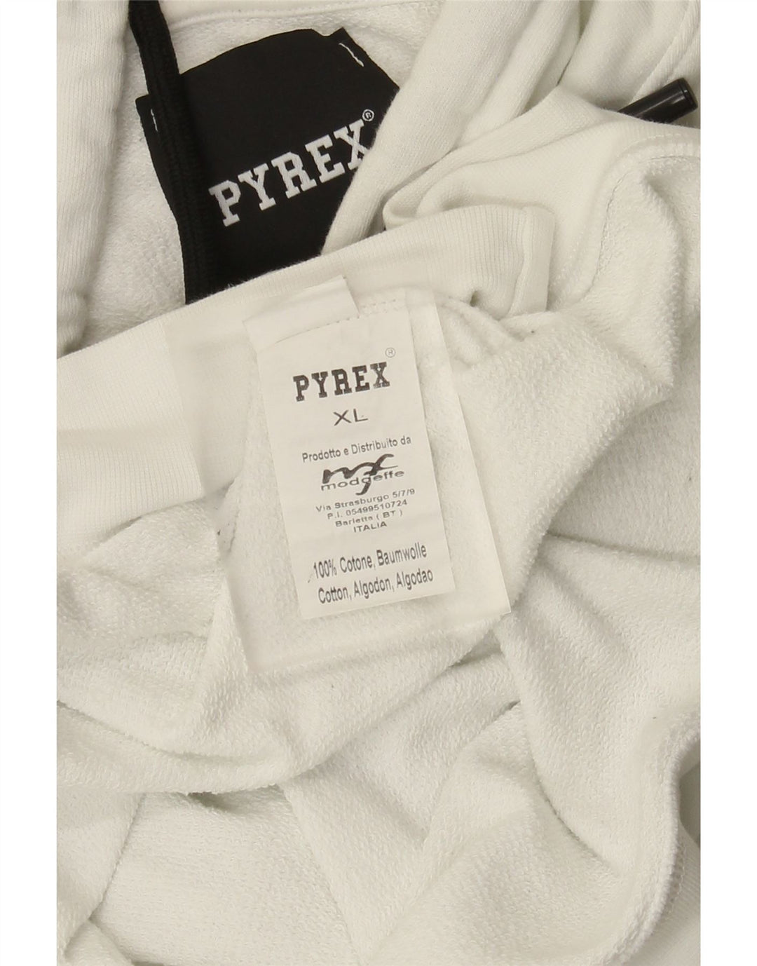 Suéter com capuz gráfico masculino Pyrex XL algodão branco
