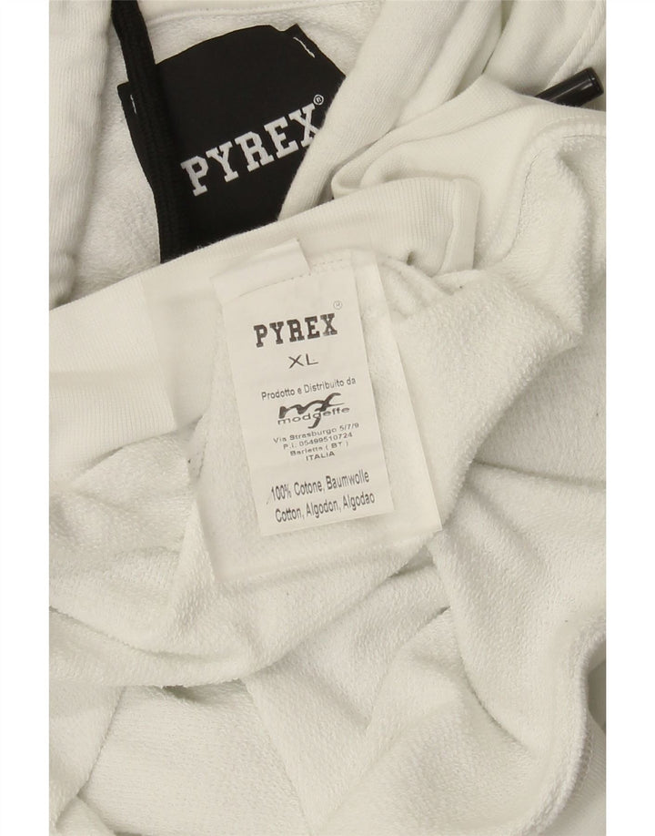 Suéter com capuz gráfico masculino Pyrex XL algodão branco