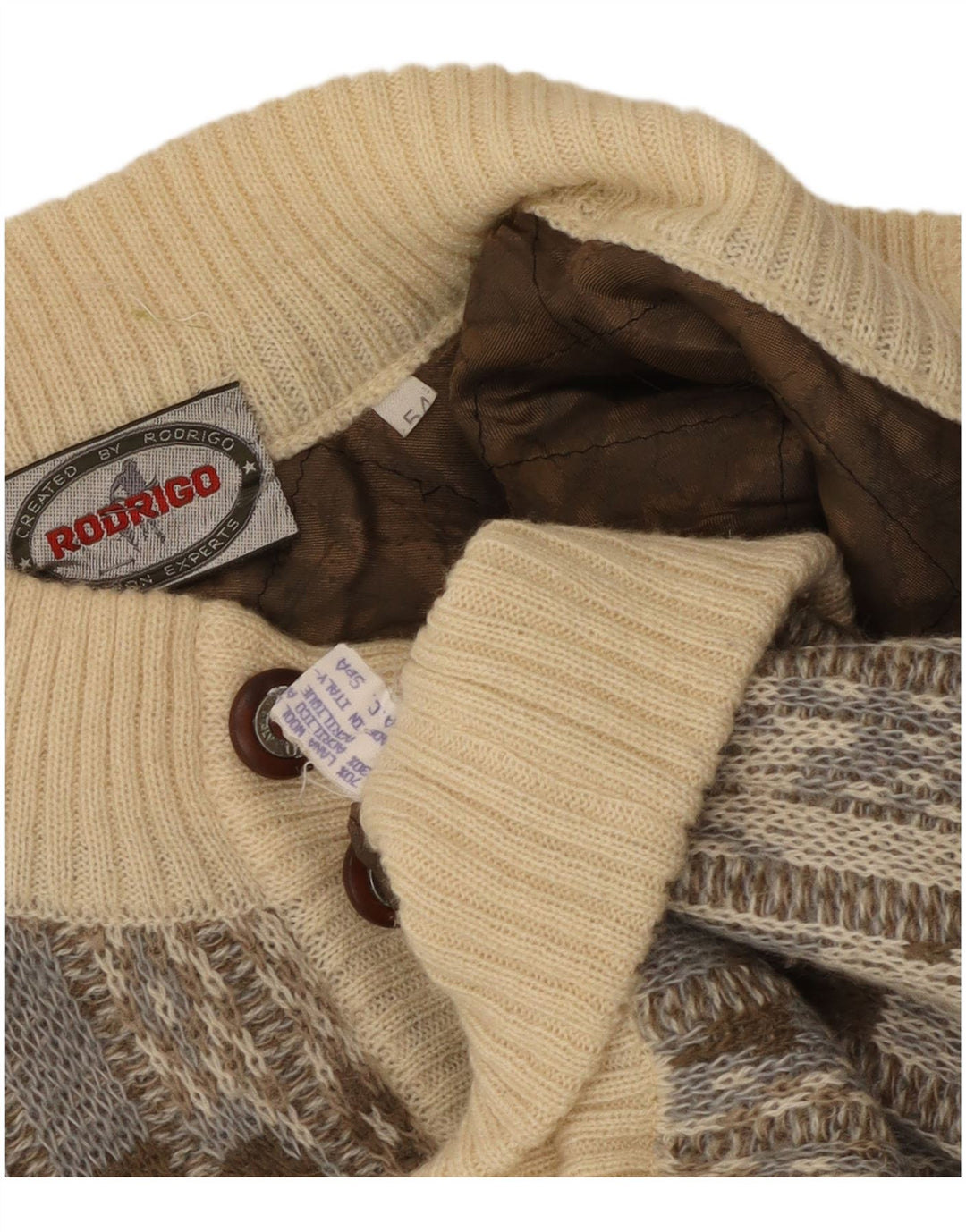 Suéter Cardigan Masculino Rodrigo IT 54 XL Lã Geométrica Multicolorida