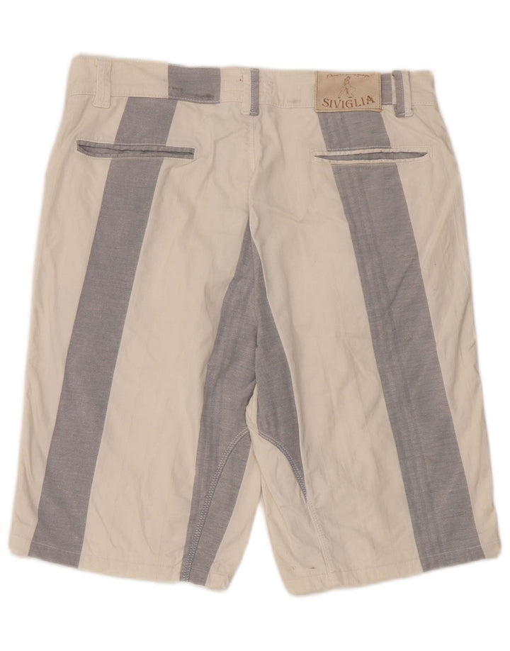 Shorts casual masculino SIVIGLIA W33 algodão listrado branco médio