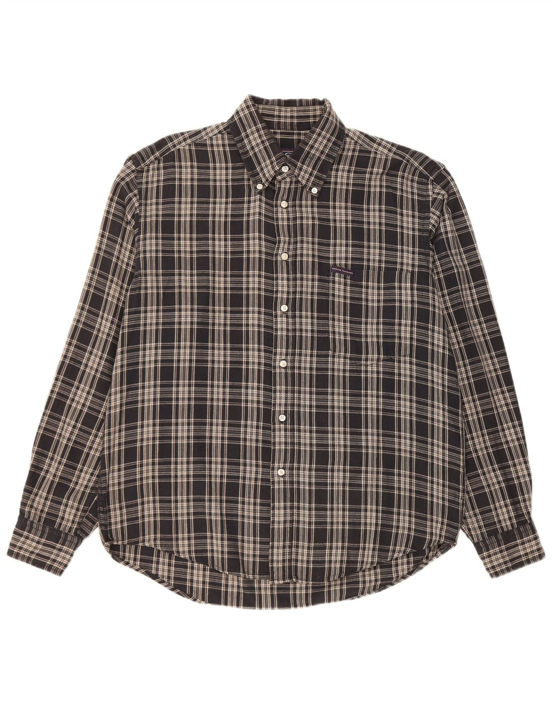 Camisa masculina de flanela Sergio Tacchini grande algodão xadrez preto