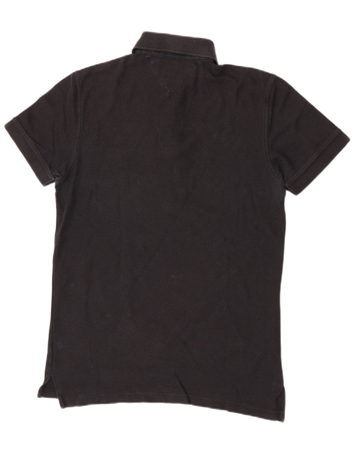 Camisa polo masculina Tommy Hilfiger Regular Fit pequena de algodão preto